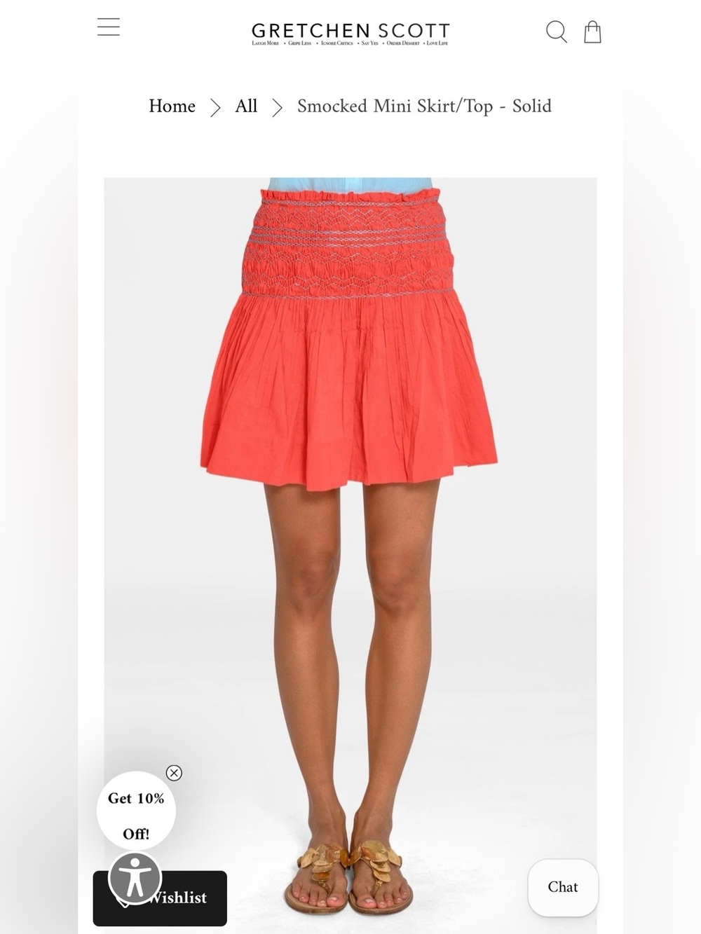Gretchen Scott Designs Coral Smocked Mini Skirt